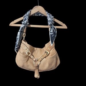 B. Makowsky Tan Buttery Soft Leather Soho Hobo Shoulder HandBag Purse